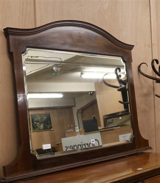 An inlaid mahogany overmantel mirror, W.131cm